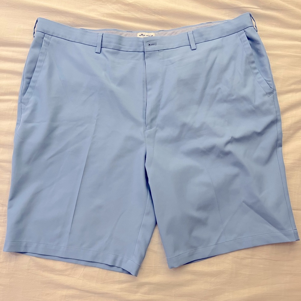 Peter Millar Light Blue Salem High Drape Performance Golf Shorts Size 46